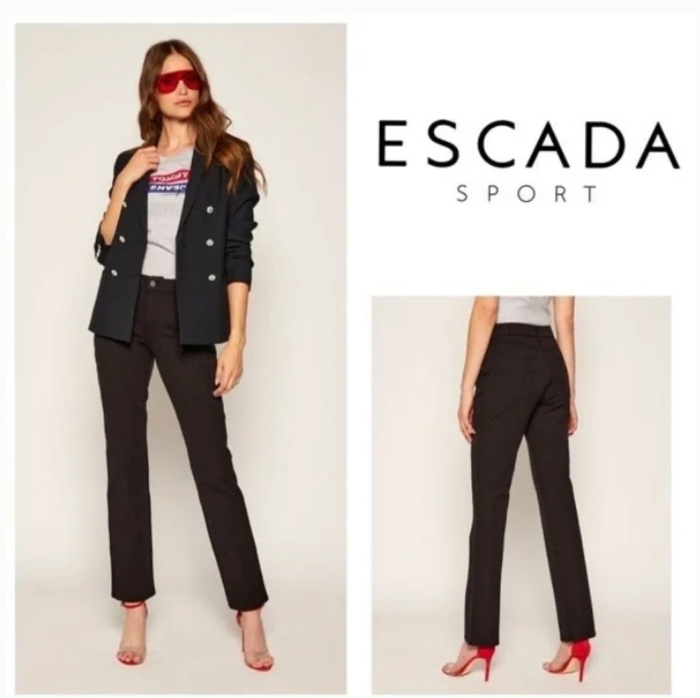 🌸 Escada Sport Linda Black Stretch Straight Leg High Rise Jeans Pants Size 2